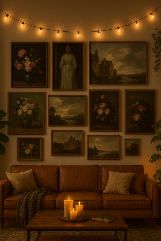 Moody Cloud Landscape Oil Painting Art Prints Rustic Forest Canvas Poster Antique Flower Print Vintage Country Wall Art Decor - Luumé